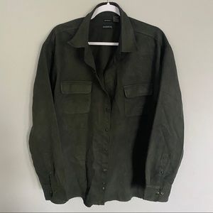 SOLD suede green button down